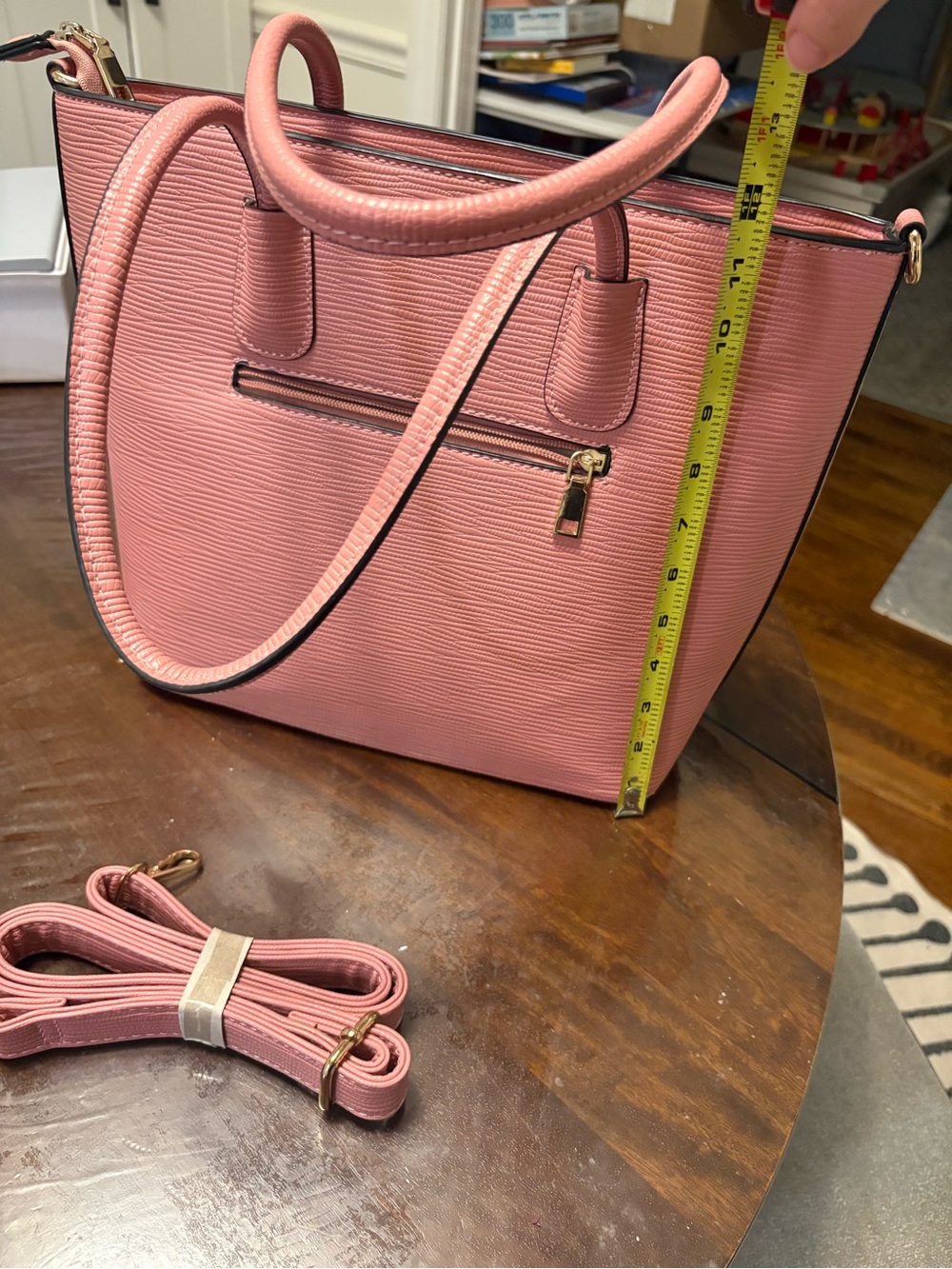 Women's Pink Tote Bag with Tassel Accent
